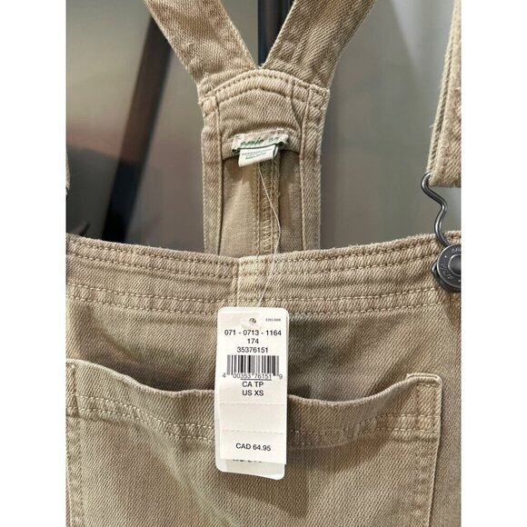 Aerie Werk and Play Denim Short Overalls TAN KHAKI Womens Size XS - Picture 5 of 6